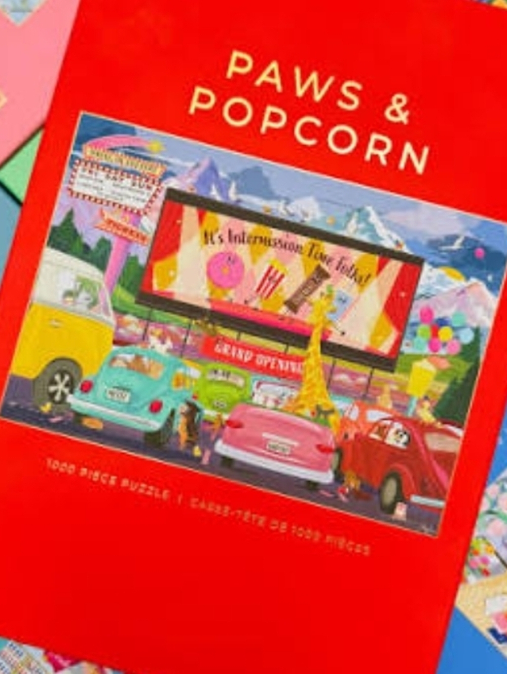 Paws & Popcorn Puzzle - Bright Red Box